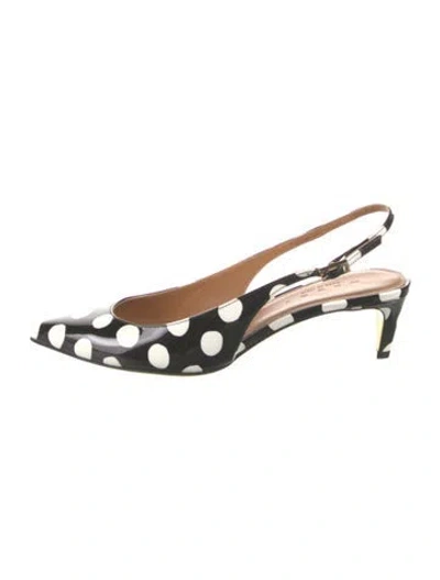 Pre-owned Marni Patent Leather Polka Dot Print Slingback Pumps In Black