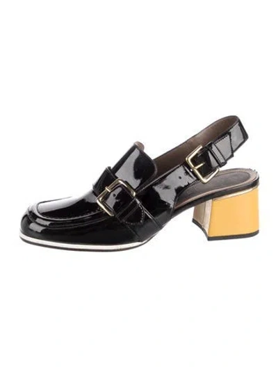 Pre-owned Marni Patent Leather Slingback Pumps In Black