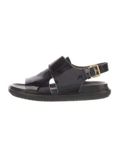 Pre-owned Marni Patent Leather Slingback Sandals In Black