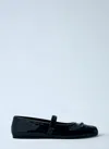 Marni Black Ballerinas With Embossed Bow Detail On The Front In Leather Woman In Black