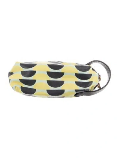 Pre-owned Marni Pattern Print Zip Closure Cosmetic Bag In Yellow