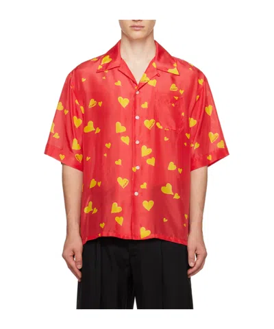 Marni Pattern Printed Short-sleeved Shirt In Red