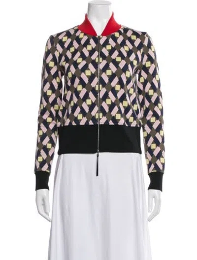 Pre-owned Marni Patterned Bomber Jacket In Blue
