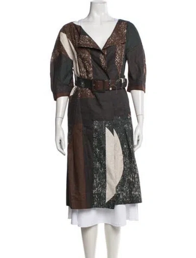 Pre-owned Marni Patterned Coat In Brown