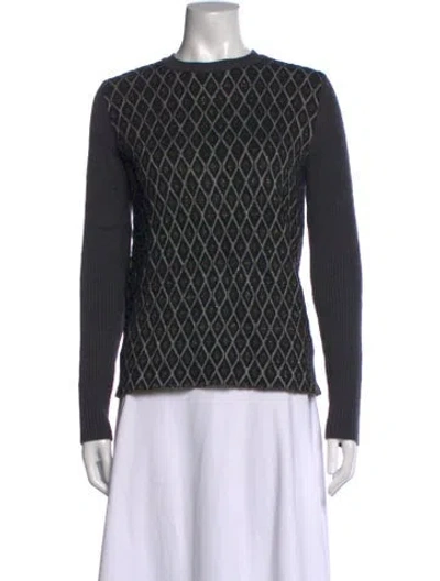 Pre-owned Marni Patterned Crew Neck Sweater In Black