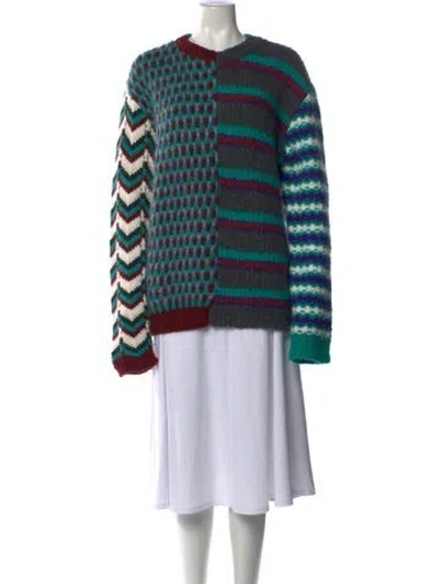 Pre-owned Marni Patterned Crew Neck Sweater In Green