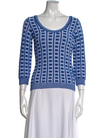 Pre-owned Marni Patterned Crew Neck Sweater W/ Tags In Blue