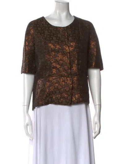 Pre-owned Marni Patterned Crew Neck Top In Brown