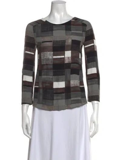 Pre-owned Marni Patterned Crew Neck Top In Brown