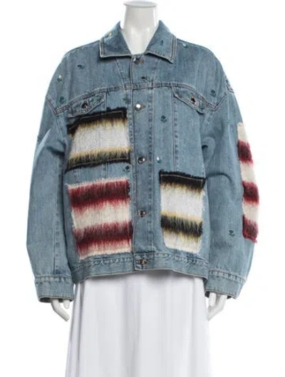 Pre-owned Marni Patterned Denim Jacket In Blue