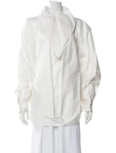 Pre-owned Marni Patterned Long Sleeve Blouse W/ Tags In White