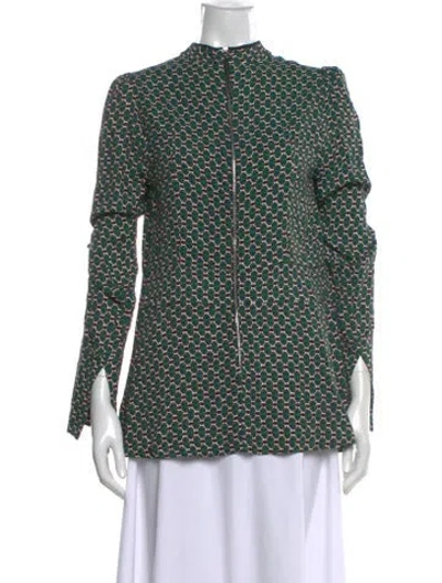 Pre-owned Marni Patterned Long Sleeve Top In Green