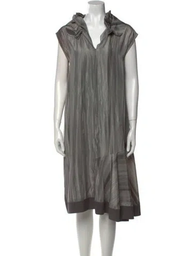 Pre-owned Marni Patterned Midi Length Dress In Gray