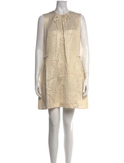 Pre-owned Marni Patterned Mini Dress In Metallic/neutrals