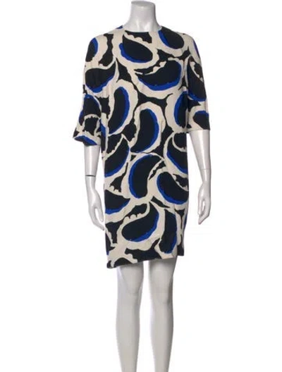 Pre-owned Marni Patterned Mini Dress W/ Tags In Blue
