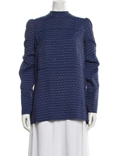 Pre-owned Marni Patterned Mock Neck Blouse In Blue