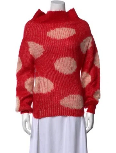 Pre-owned Marni Patterned Mock Neck Sweater In Red