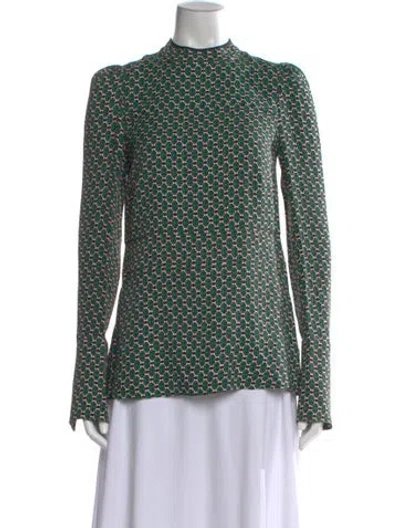 Pre-owned Marni Patterned Mock Neck Top In Green