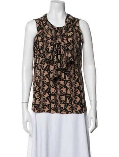 Pre-owned Marni Patterned Scoop Neck Top In Brown