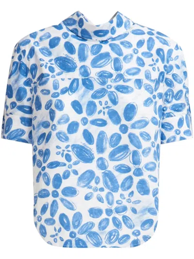 Marni Patterned Short-sleeve Shirt In Weiss