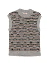 Marni Patterned Sleeveless Sweater In Brown