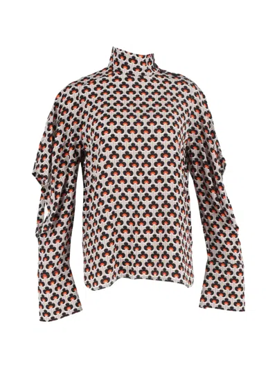 Pre-owned Marni Patterned Turtleneck Blouse In Neutral