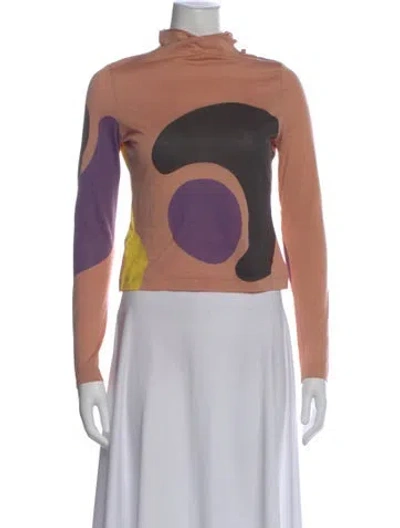 Pre-owned Marni Patterned Turtleneck Top In Pink