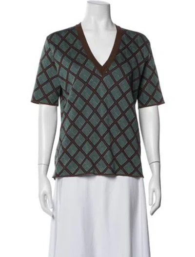 Pre-owned Marni Patterned V-neck Sweater In Blue/white