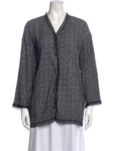 Pre-owned Marni Patterned V-neck Sweater In Gray