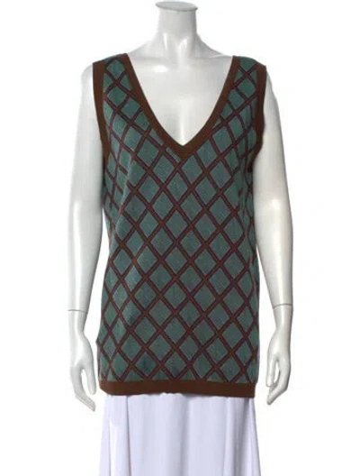 Pre-owned Marni Patterned V-neck Sweater In Multicolor
