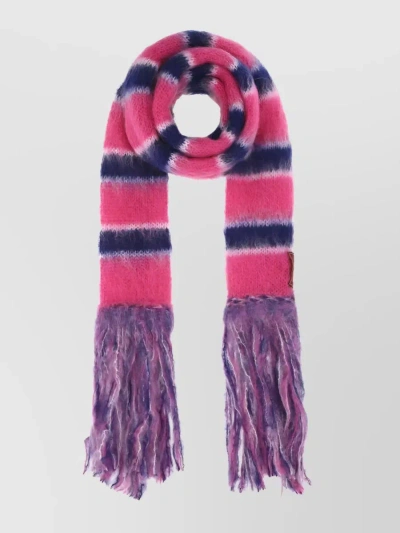 Marni Patterned Wool Blend Scarf In Pink