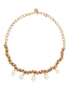 Marni Pearl-embellished Chain Necklace In Gold