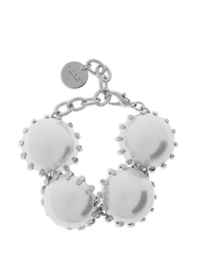 Marni Pearl-embellished Chain-link Bracelet In Gray