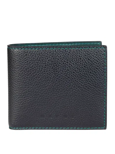 Marni Pebbled Exterior Bifold Coin Pocket Wallet In Blue