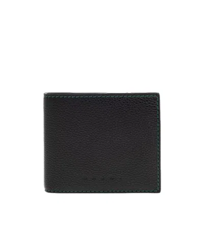Marni Pebbled-stitched Leather Wallet In Black