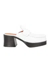 Marni Leather Platform Mules In White