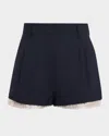 Marni Peek-a-boo Lining Pleated Shorts In Blue