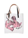 Marni Shoulder Bag With Contrast Stitching And Graphic Print In Pink