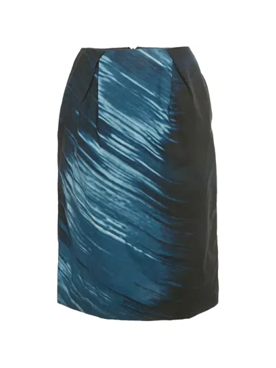 Pre-owned Marni Pencil Artistic-print Skirt In Blue