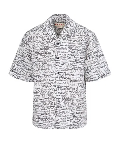 MARNI MARNI ALL-OVER LOGO PRINTED SHORT-SLEEVED SHIRT