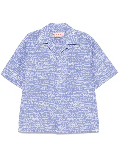 Marni Pencil Logo Shirt In Blue