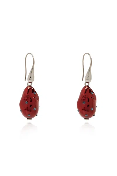 Marni Pendant Embellished Earrings In Red