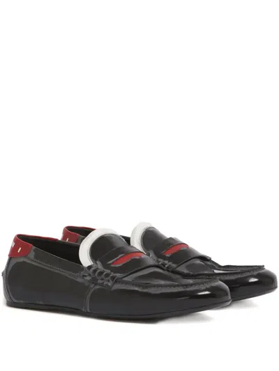 Marni Penny-strap Leather Loafers In Black