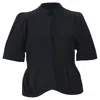 Marni Peplum Evening Jacket In Navy Blue Silk In Blue