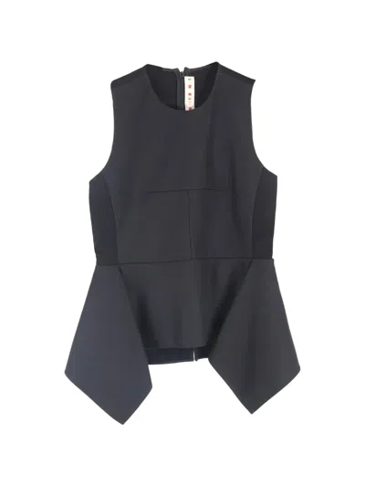 Pre-owned Marni Peplum Sleeveless Top In Black
