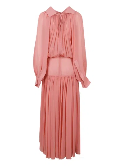 Marni Peplum-waist Midi Dress In Pink