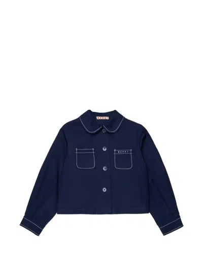 Marni Peter-pan Collar Pocket Cotton Jacket In Multi