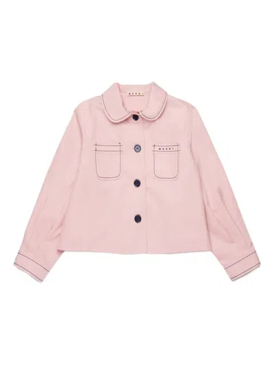 Marni Kids' Peter Pan Collar Pocket Jacket In Pink