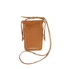 Marni Phone Holder With Contrast Stitching In Brown