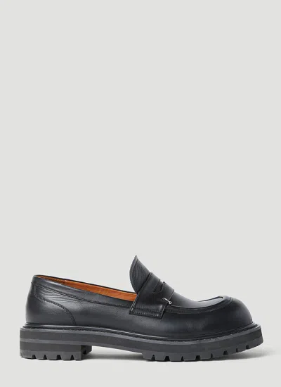 Marni Pierced Leather Loafers In Black